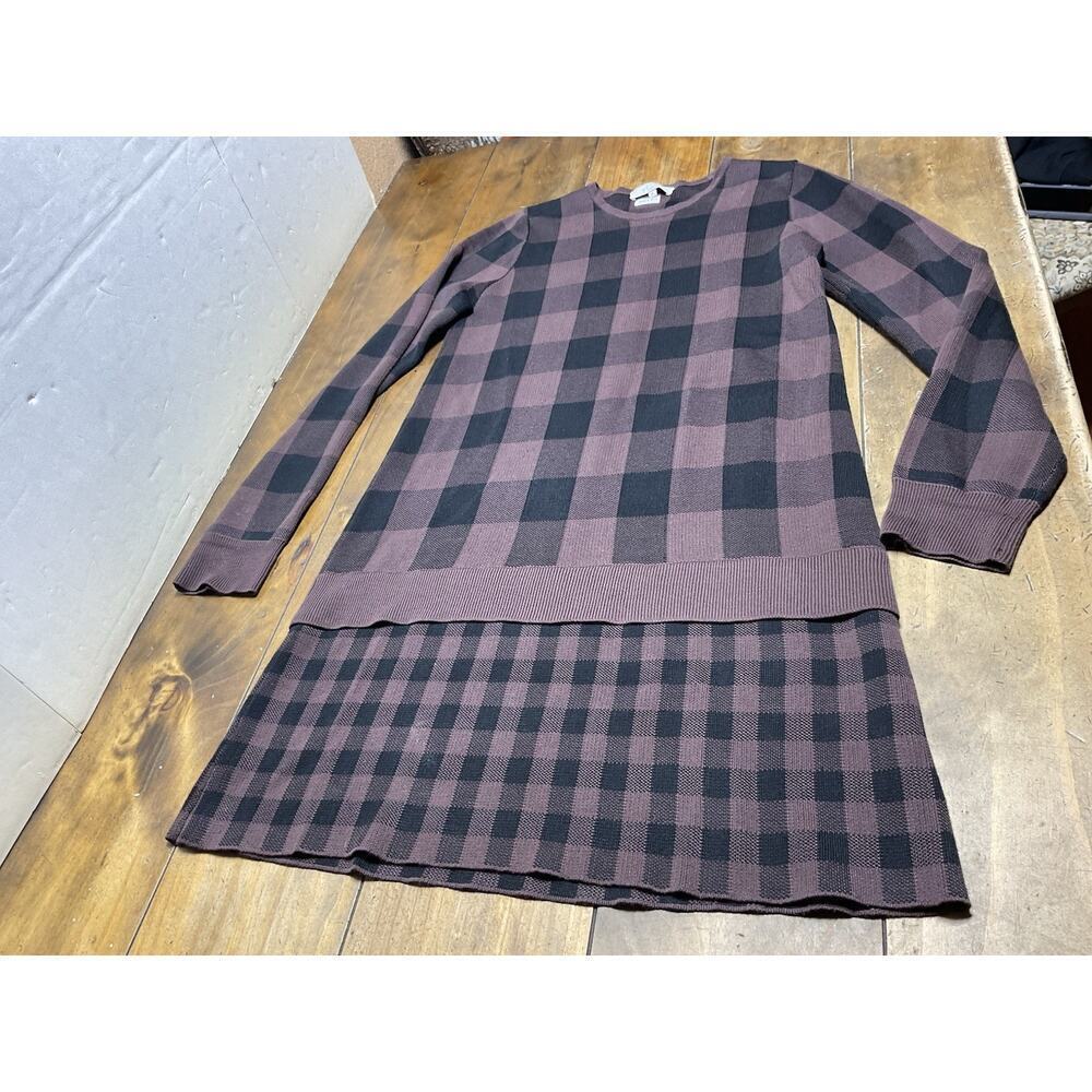 Pearl by Lela rose Brown Plaid Sweater Dress Size Medium